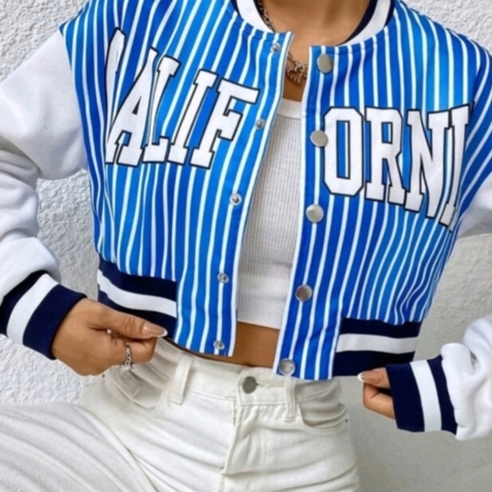 & Other Stories Blue and White Striped Jacket